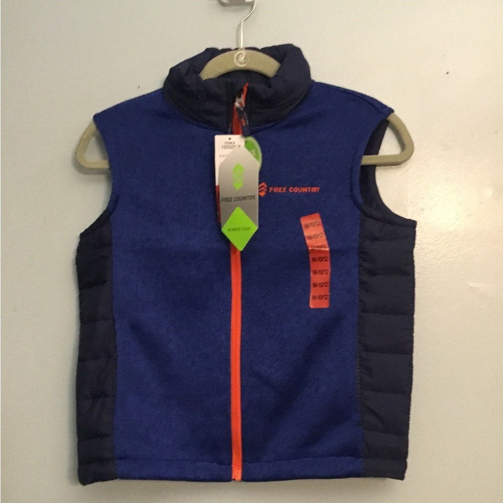 Free Country Blue and Black Vest with Orange Zipper